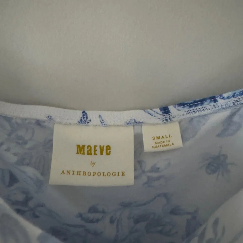 Maeve Anthropologie Ruched Side Tie Bow Spaghetti Strap Tank Floral Bee Bird S - Image 10