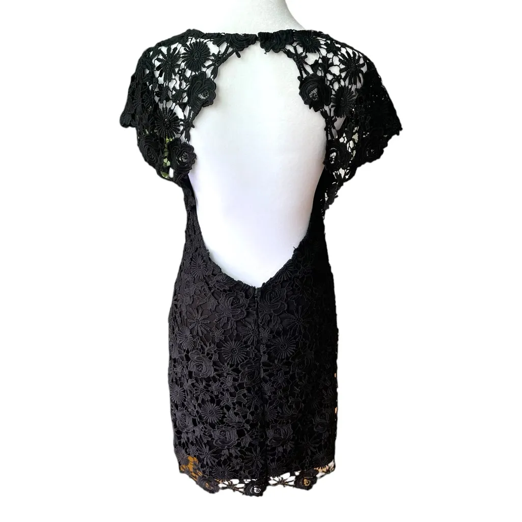 Lulus Black Lace Open Back Mini Dress Sz M Party Cocktail Evening Formal - Image 15