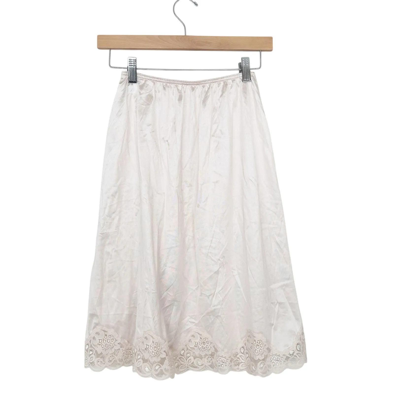 Vintage Warners Floral Fantasies Slip Skirt Sz M White Size M - Image 4