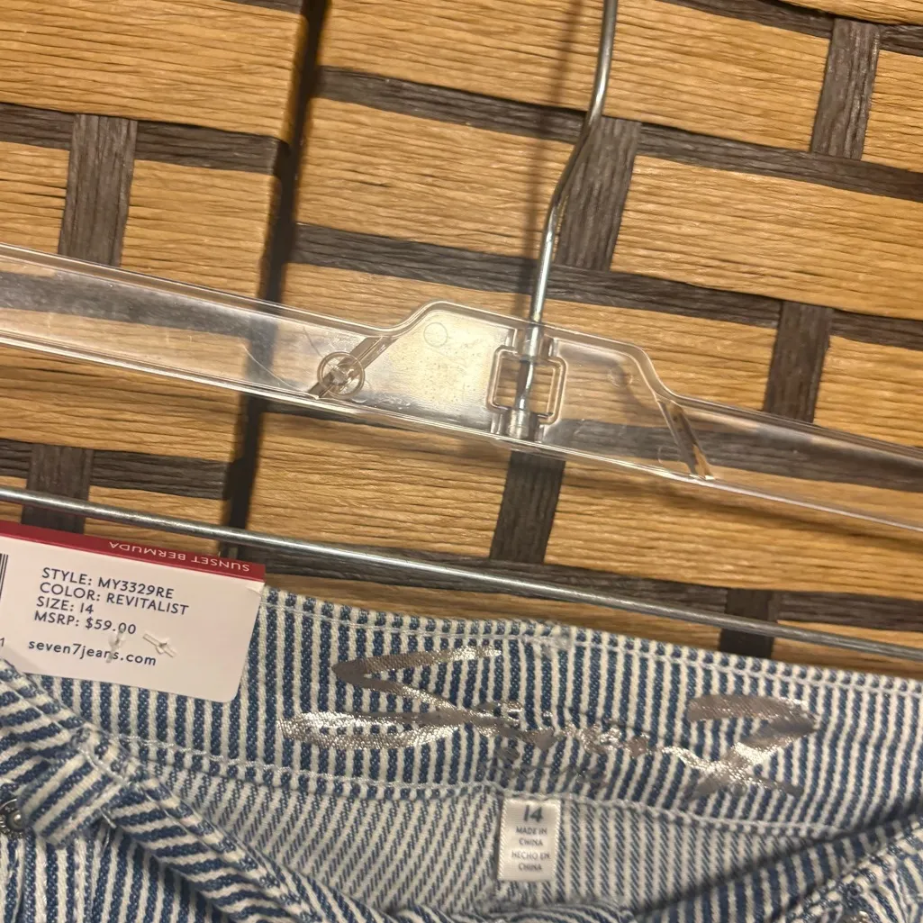 Seven7 Blue And White Sunset Bermuda Denim Shorts Size 14 - Image 5