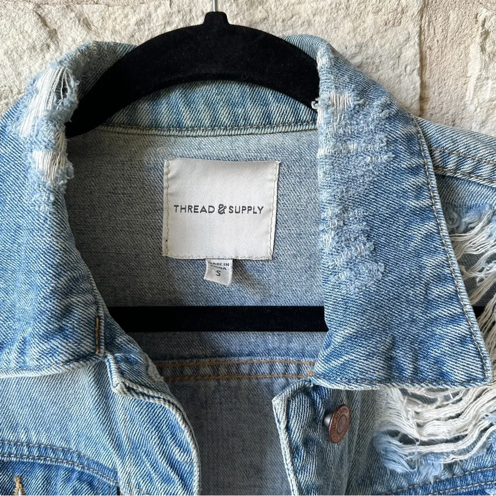 Thread & Supply Distressed Denim Oversized Jacket - Image 3
