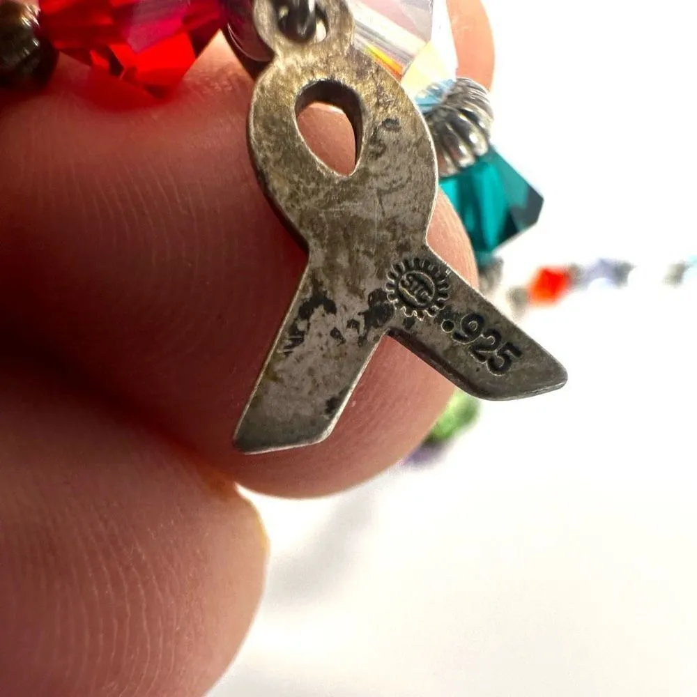 SIC Sterling silver Swarovski Crystal breast cancer awareness bracelet - Image 12