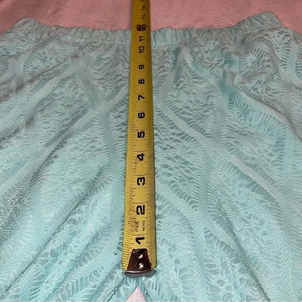 Teal Lace Sheer Beach Pants S/M | Swim Cover Up w/ Liner Shorts Boho Summer Green - Image 11