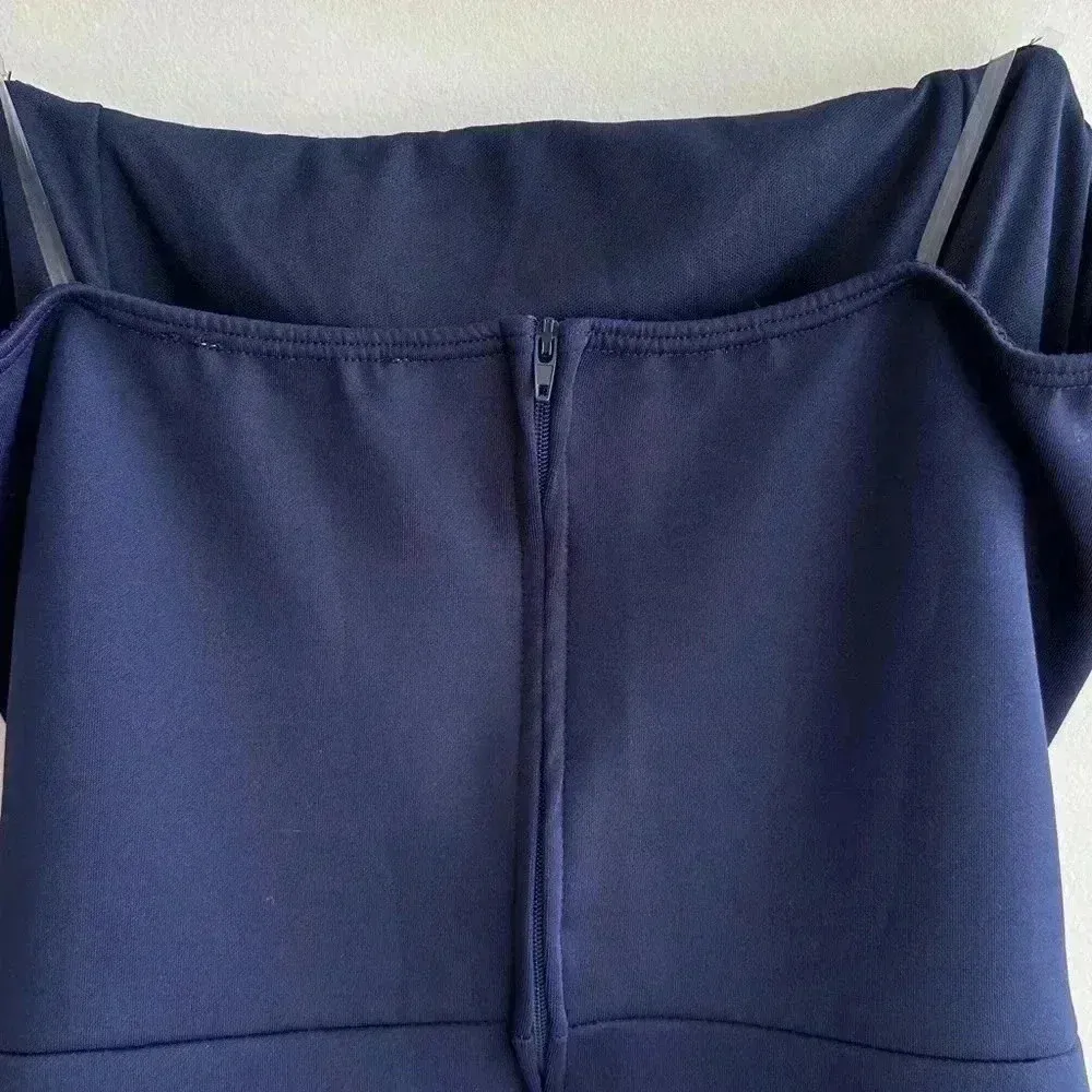 Charlotte Russe Navy Blue Strapless Mini Dress, Tulip Skirt & Fabric Belt, Large - Image 16