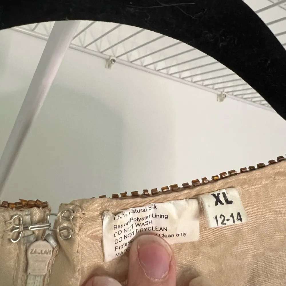 Vintage Silk Beaded 1980s Dress Brown Size XL - Image 11