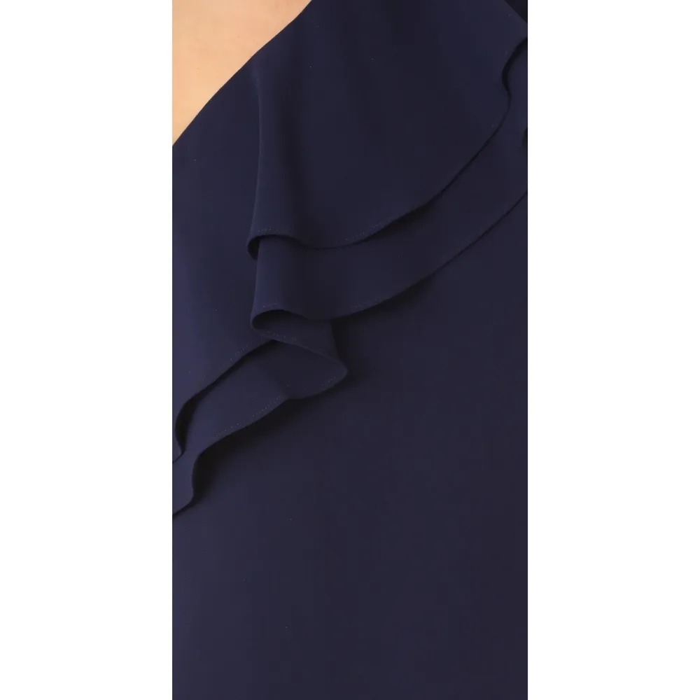 New! SHOSHANNA Women's Ruffled One-Shoulder Bond Dress Navy Blue Size 12 - Image 5