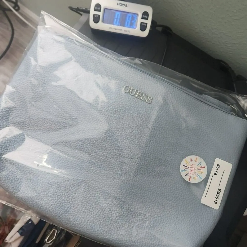 Guess Women's Faux Pebbled Texture Leather Baby Sky Blue Shoulder Purse Spring - Image 16