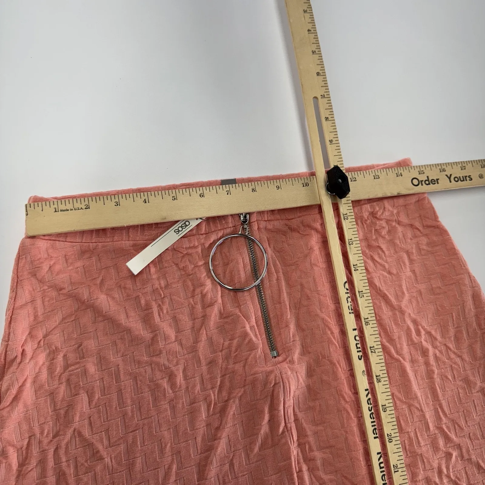 ASOS Mini Skirt Womens US 8 Pink Textured Zip Front Ring Pull‎ Modern Stretchy - Image 5