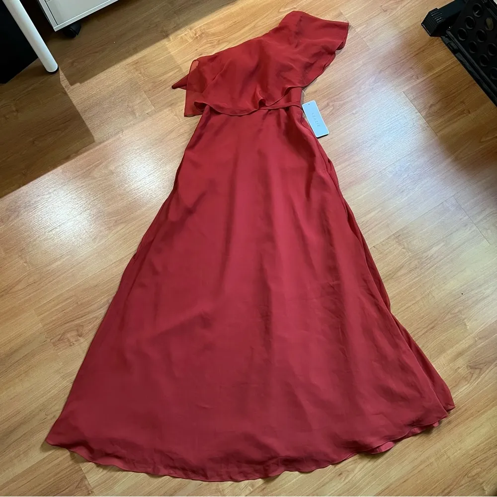 Azazie Lizzy A-line One Shoulder Bridesmaids Maxi Dress - Image 6