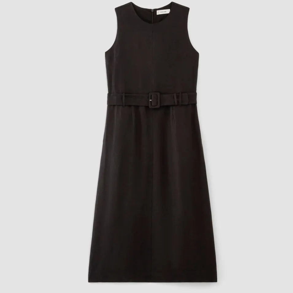 NWT Everlane The Linen Belted Midi Dress black size 10 European flax linen - Image 8