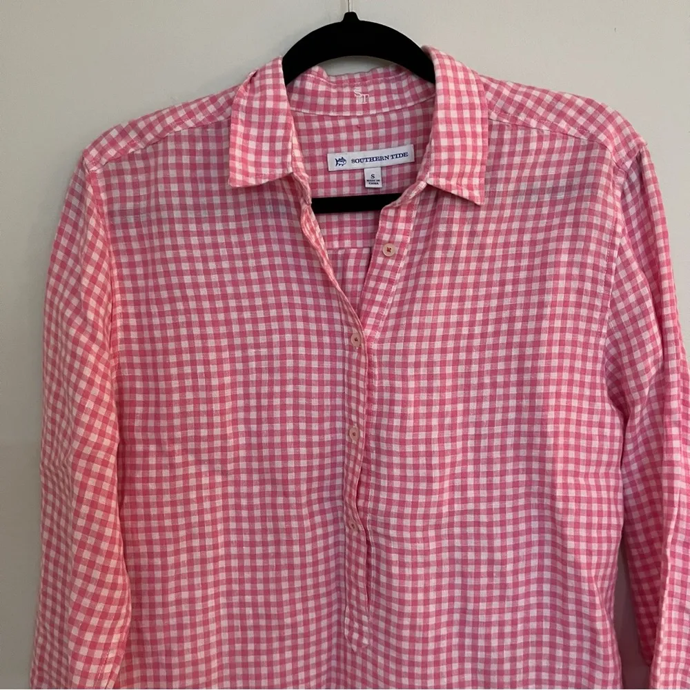 Southern Tide Gameday Intercoastal Hadley Popover Shirt. Linen Size S - Image 3