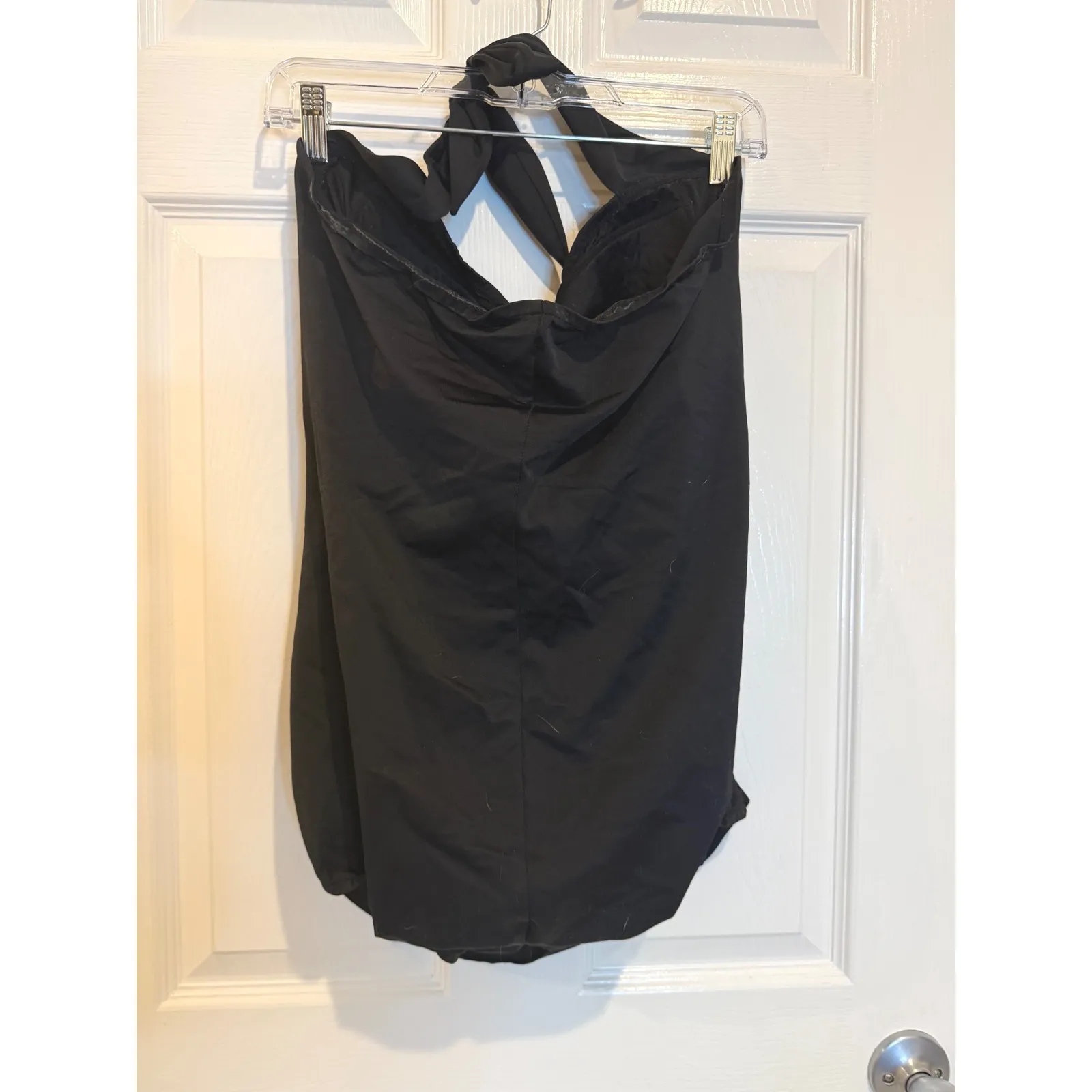 White Stuff Black Swim Dress Ruched Halter One Piece Swimsuit 2X‎ - Image 3
