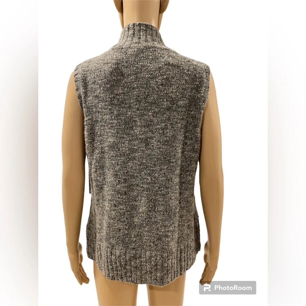J.Jill Full Zip Sleeveless Wool Blend Knit Sweater Vest size M Gray Size M - Image 2