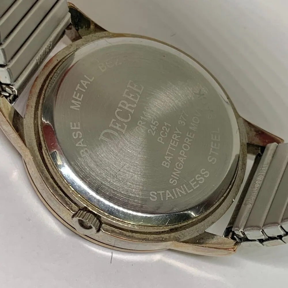 Decree ladies quartz watch 35mm pink rhinestones floral stretch band running - Image 6