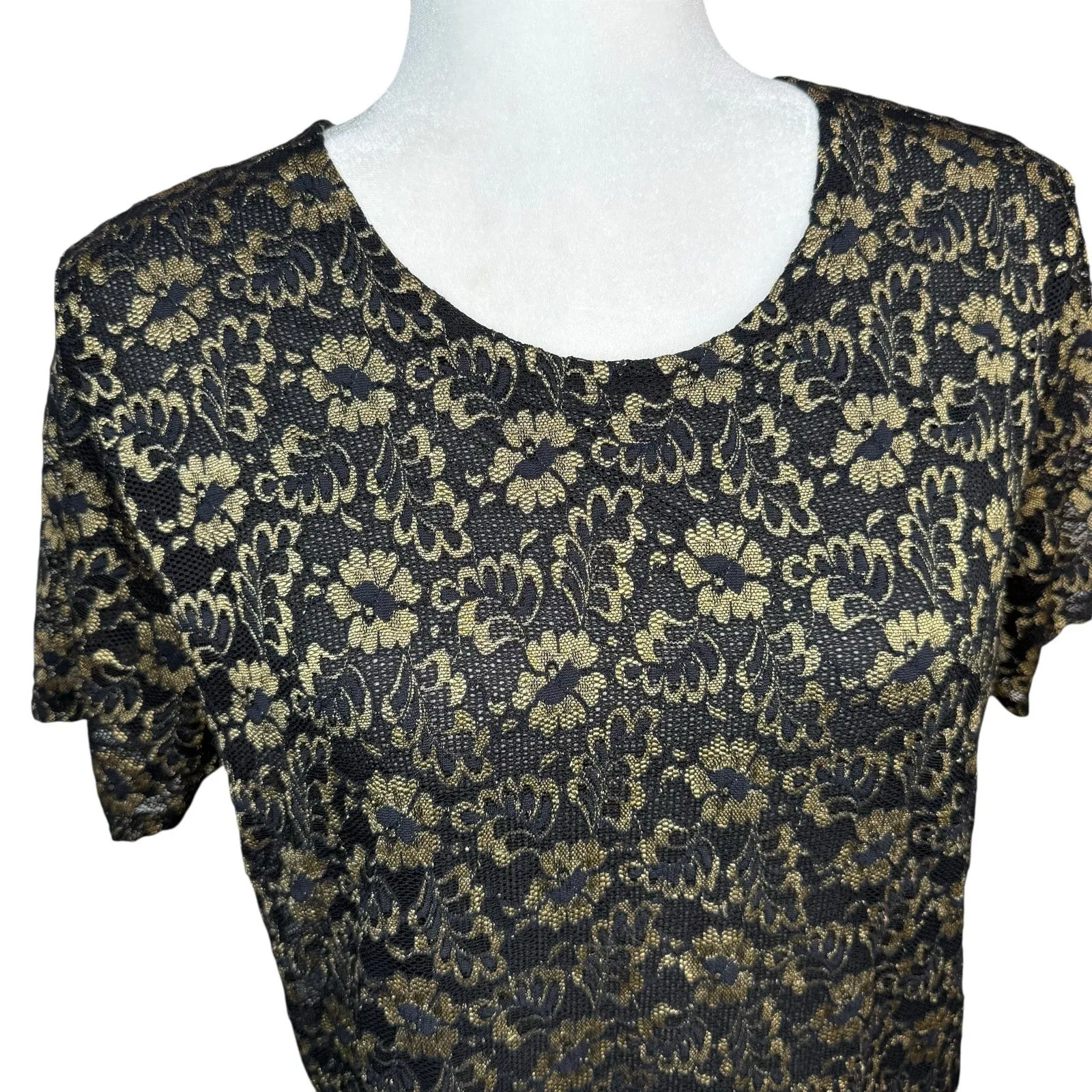 Vintage 90s Martha's Vineyard‎ Black Gold Lace Top M Whimsigoth Dark Fairy Rare Size M - Image 2