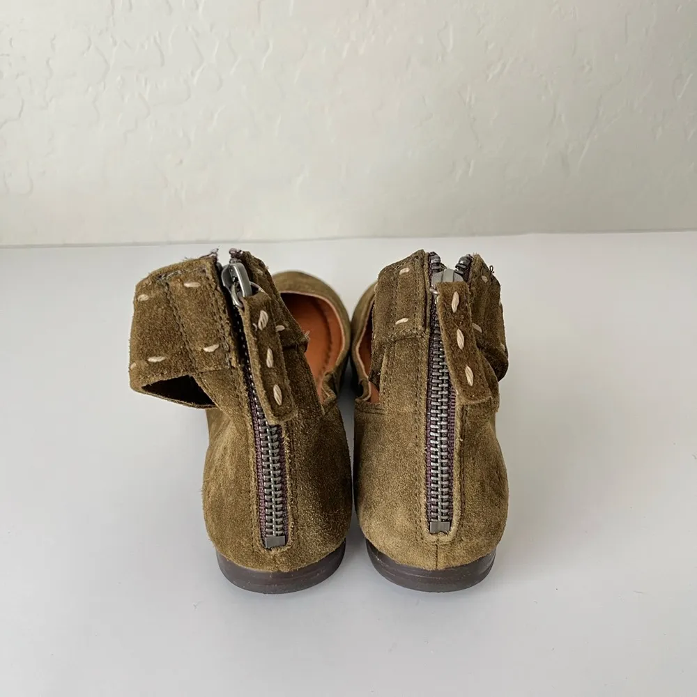 Frye Carson Ankle Strap Leather Suede Rustic Ballet Flats Green Size Women’s 7 - Image 6