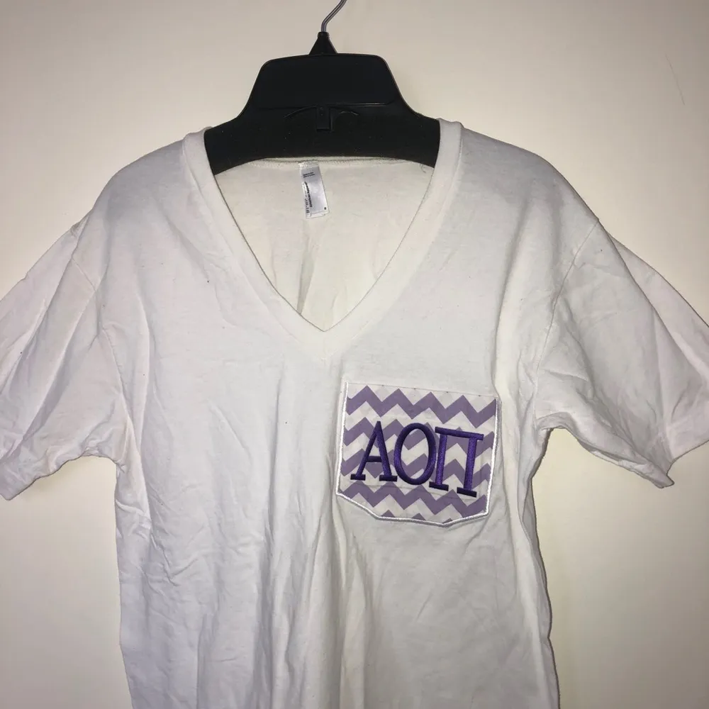 🆕 Alpha Omicron Pi Chevron Pocket Tee - Image 2