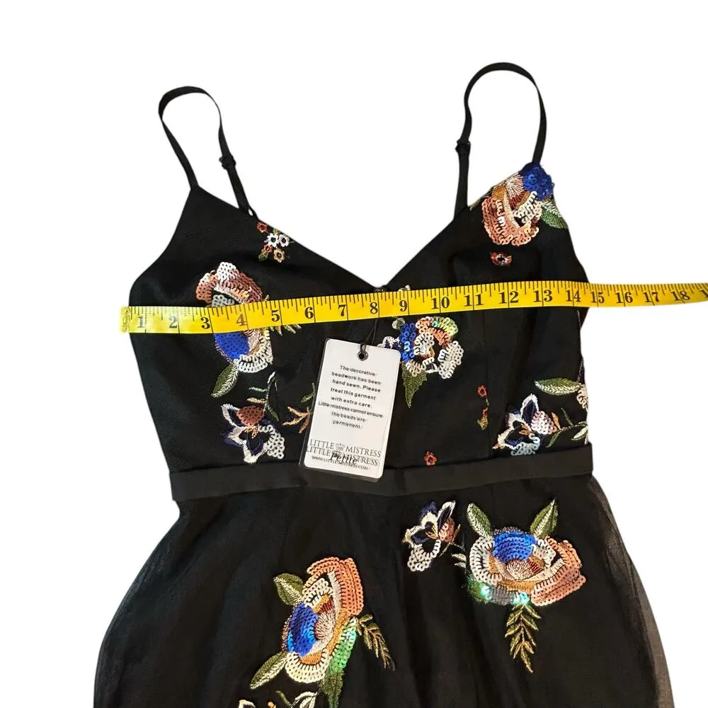 NWT - Little Mistress Petite Black Floral Dress - US Size 2 - Image 5