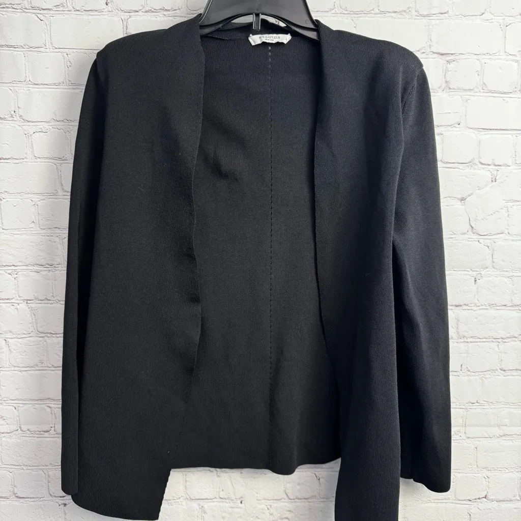 MM Lafleur open front black cardigan viscose blend large capsule old money - Image 2