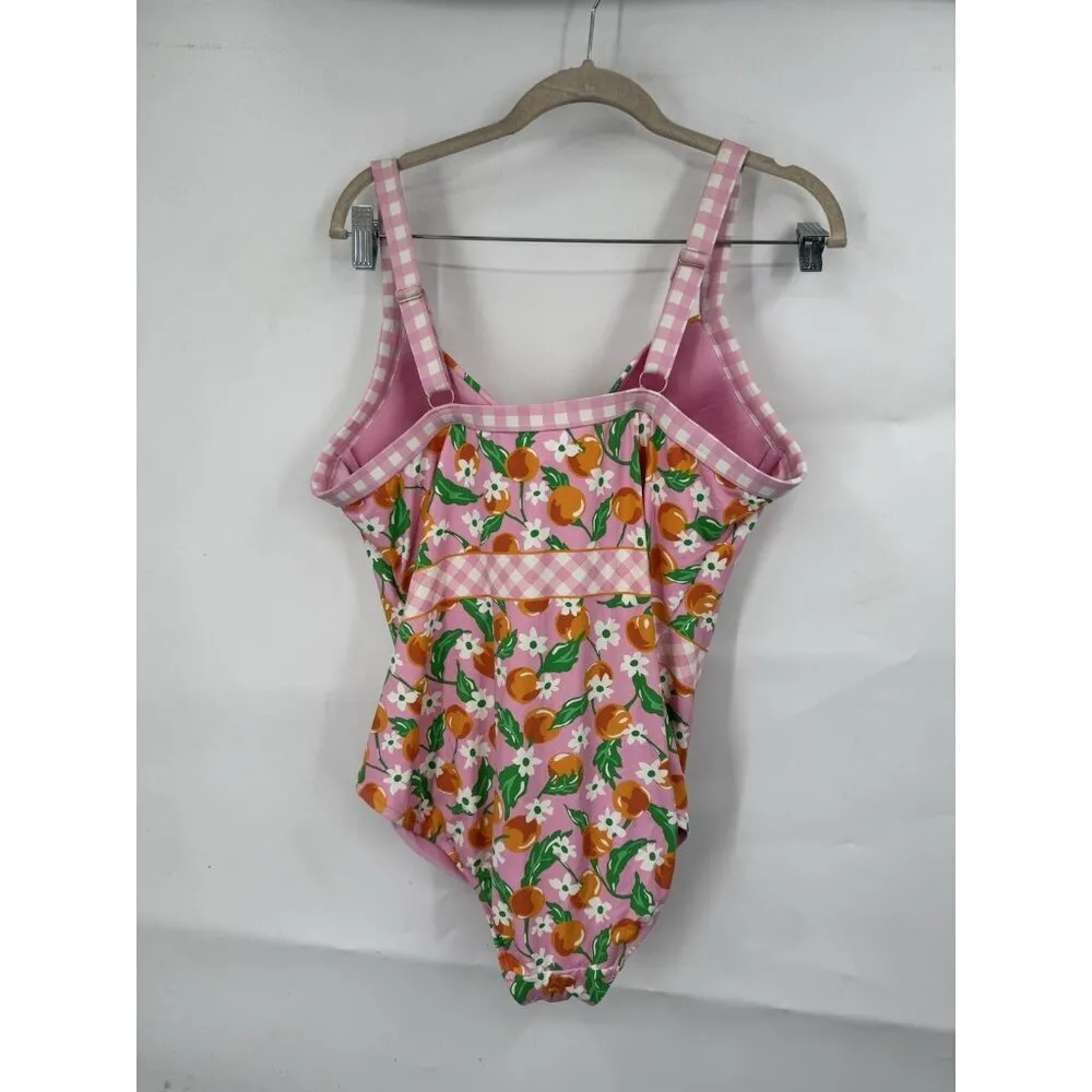 Draper James Lands End Peach Print One Piece Swimsuit Women 18W Pink Preppy - Image 3