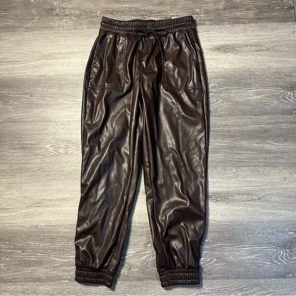 BCBGeneration Brown Faux Leather Jogger Pants - Image 4