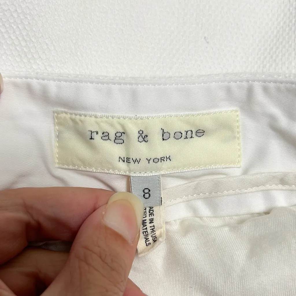Rag And Bone White Texture Pique Drop Belt Loops Shorts 8 3.75 Inseam *stain* - Image 6