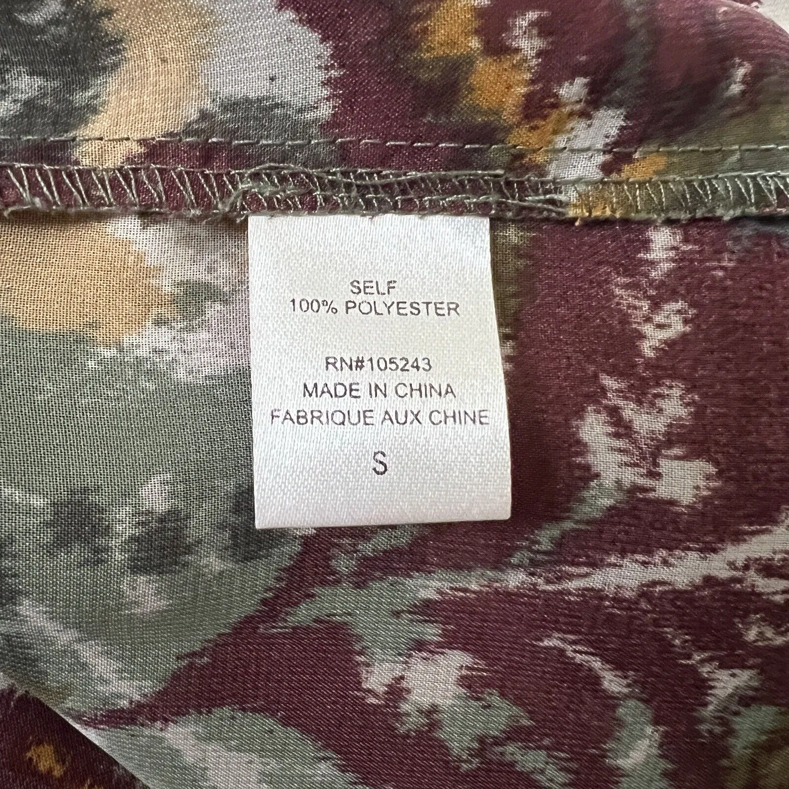 Bobeau Shirt Womens Small Green Orange Brush Stroke Paisley Blouse Boho Colorful - Image 7