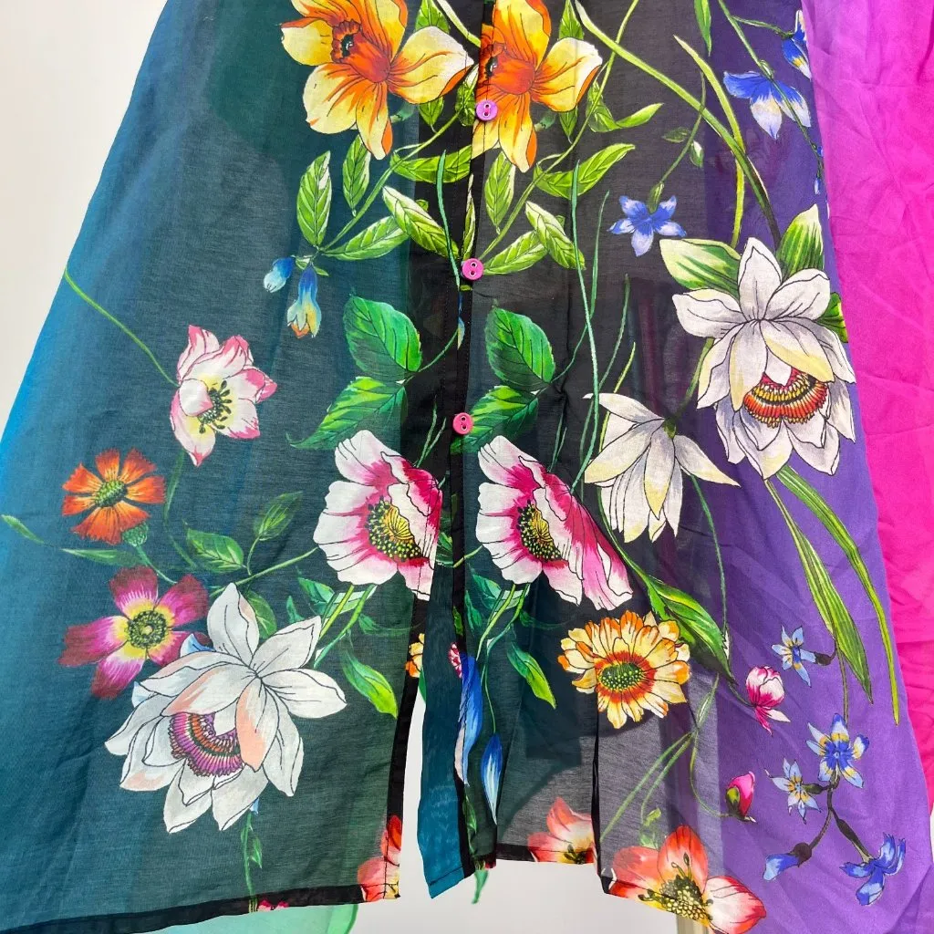 NWOT Johnny Was Ombre Garden Easy Swim Cover-Up Dress Silk Blend Floral KIMONO S - Image 10