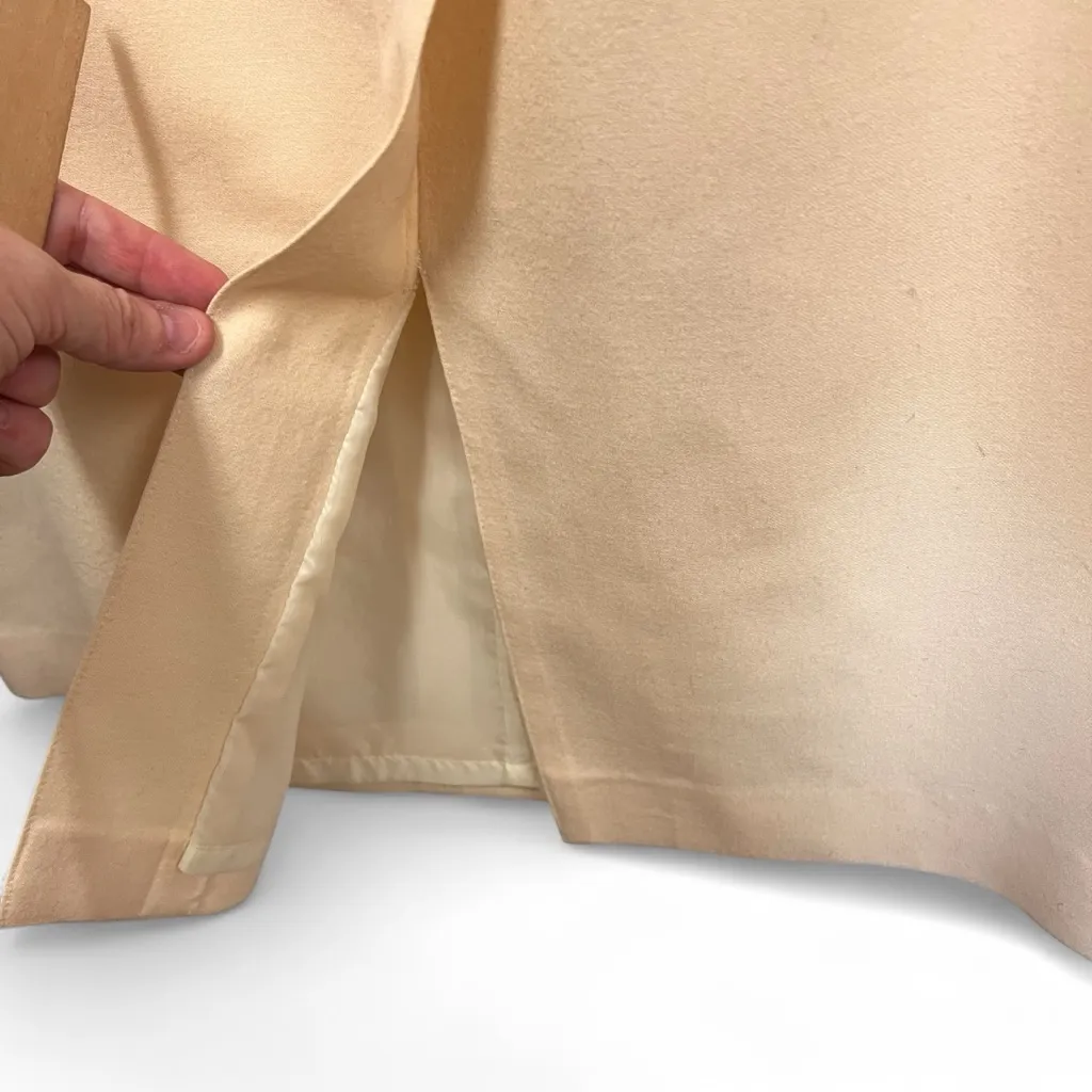 Vintage Paul Stanley cream midi front slit wool skirt with pockets size 14 - Image 7