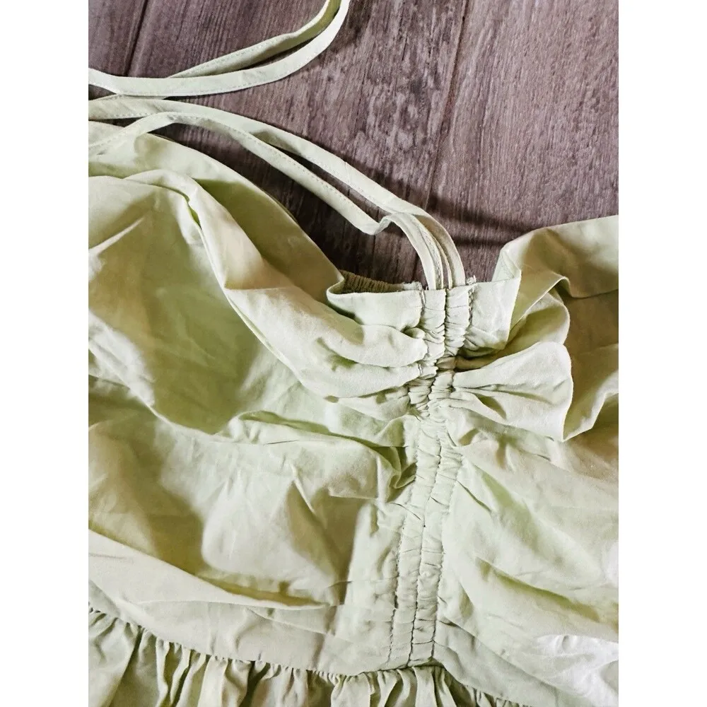 MABLE Babydoll Peplum Top Size L Coquette Dainty Sleeve Green Anthropologie Size L - Image 3