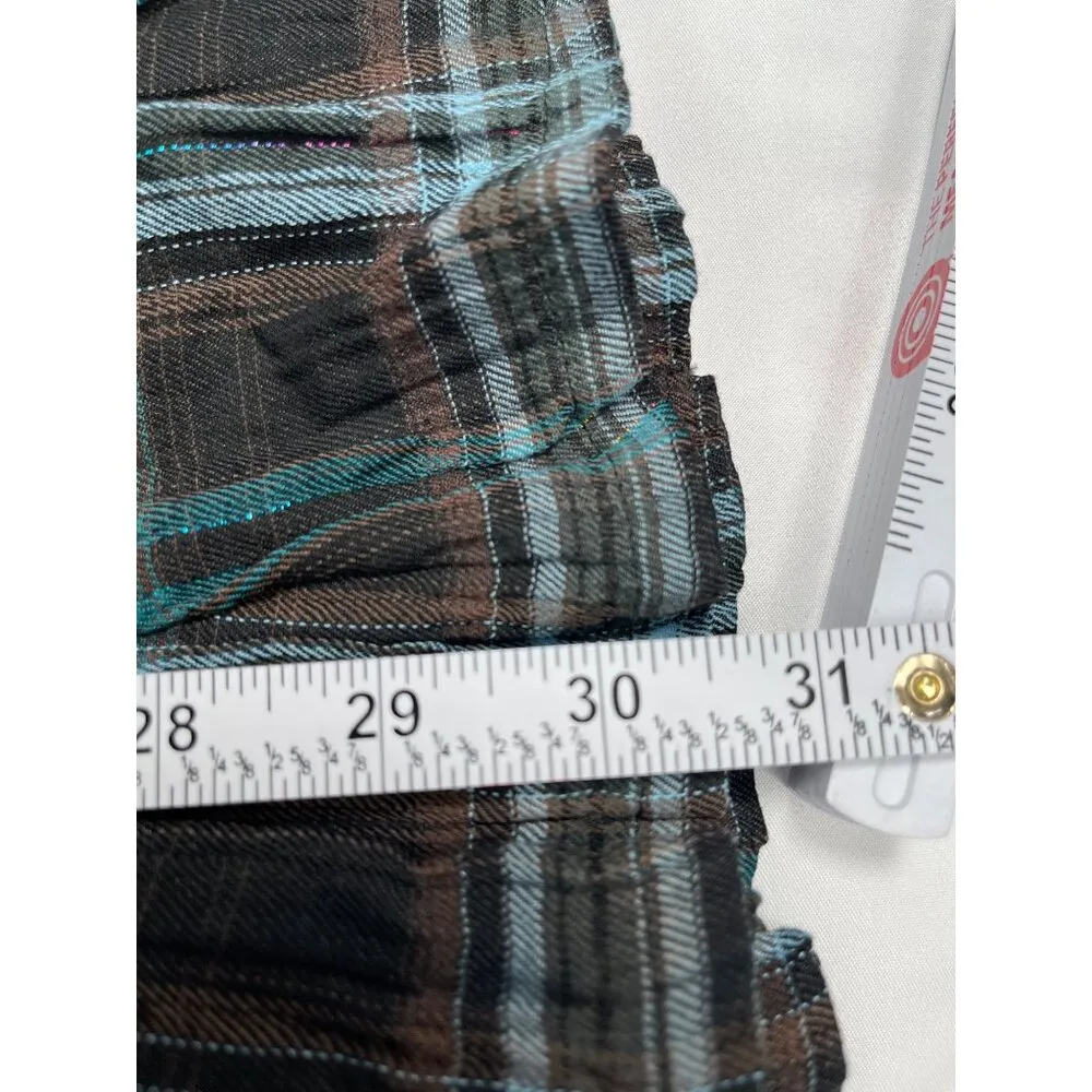 Romeo And Juliet Couture SKU 7585 Plaid Button Up Shirt Dress Size L Brown Size L - Image 7