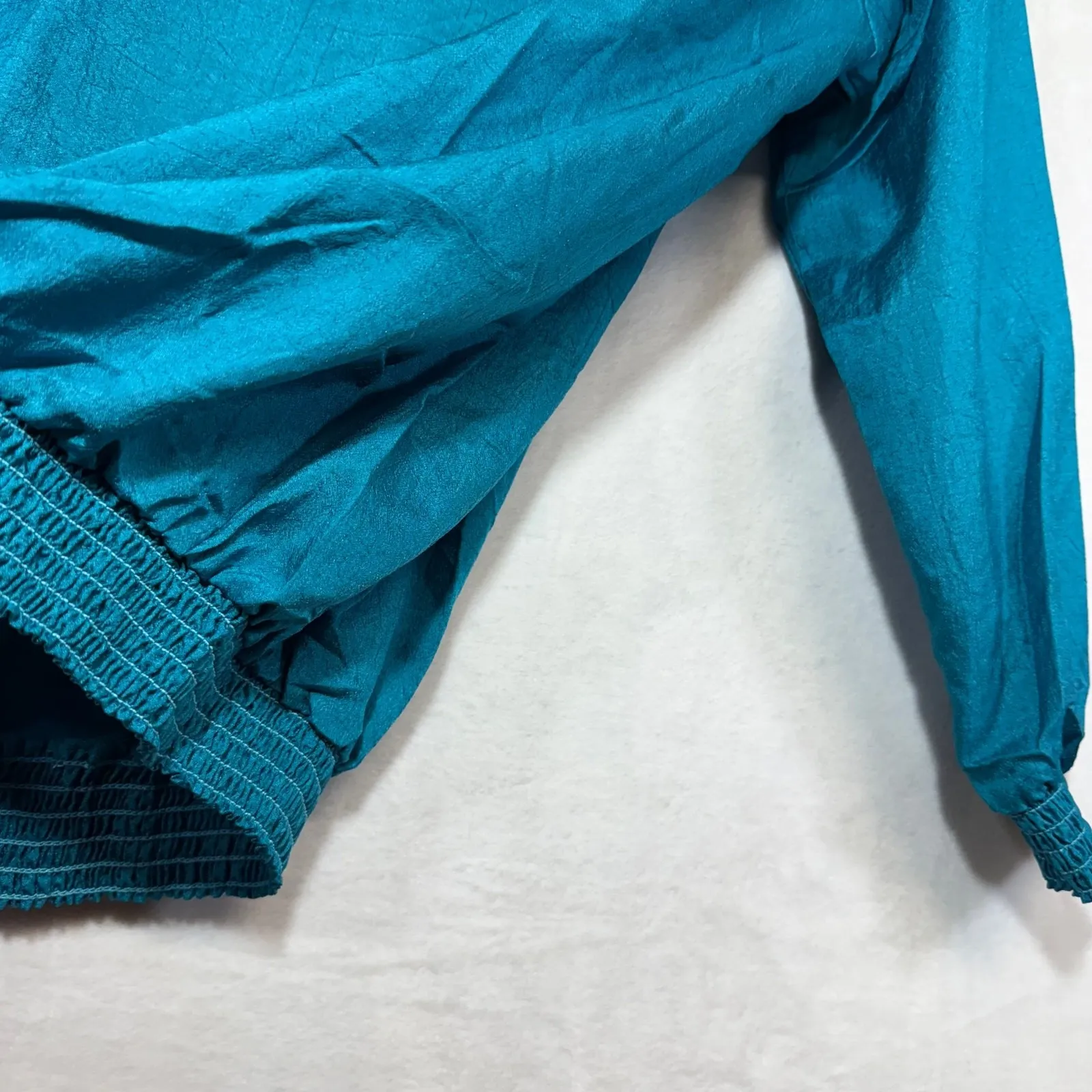 Vintage 80s Cervelle L Blouse Teal Purple Flower Sequin Kidcore Bold Funky USA Blue Size L - Image 5