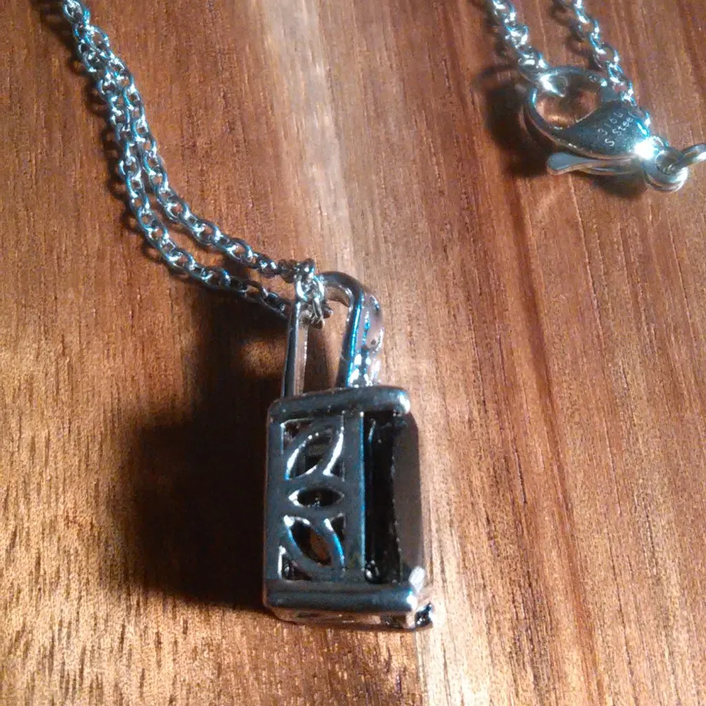 Thai Black Spinel Platinum Bond Pendant Stainless Steel Necklace - Image 8