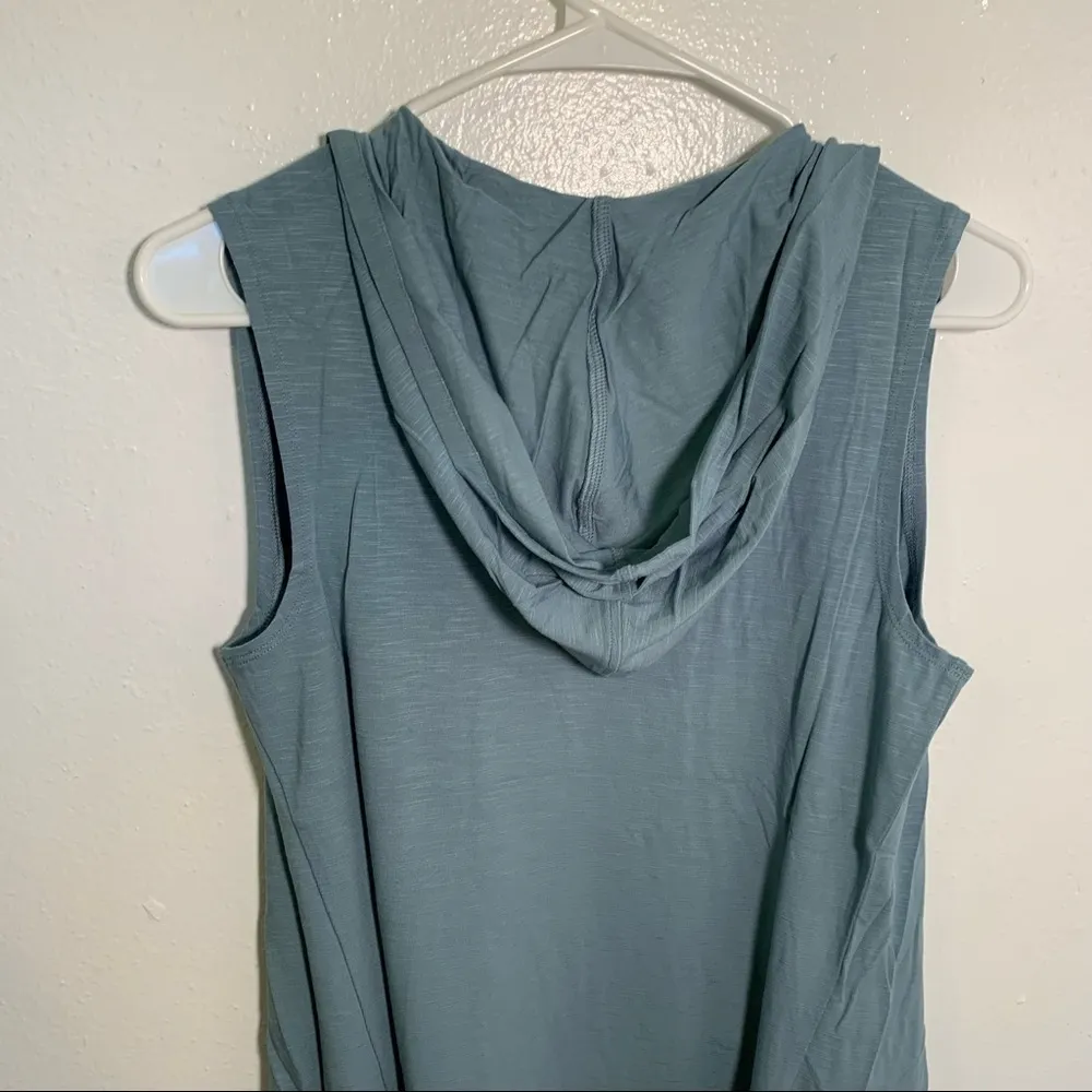 LOGO by Lori Goldstein Open Front Knit Vest with Hood Light Blue XS - Image 6