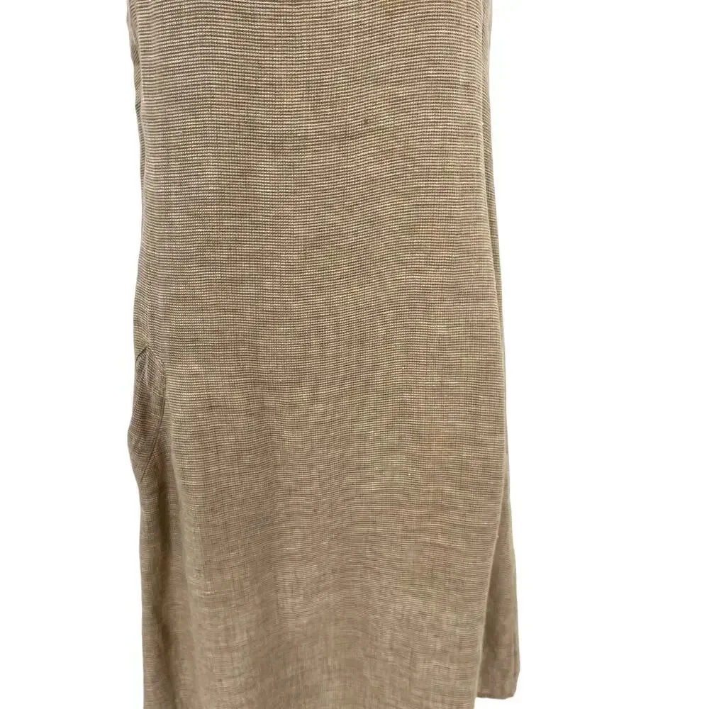 FLAX 100% Linen Shift Dress Sleeveless Relaxed Fit Beige Tan Size‎ XS - Image 4