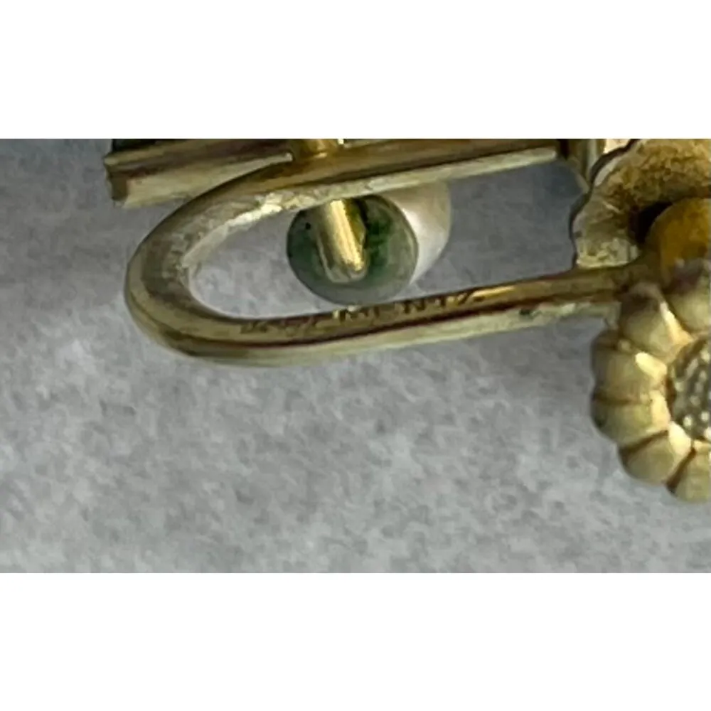 Vintage Krementz Earrings Gold Overlay Pearls Grape Leaf Screw Back Coquette - Image 5