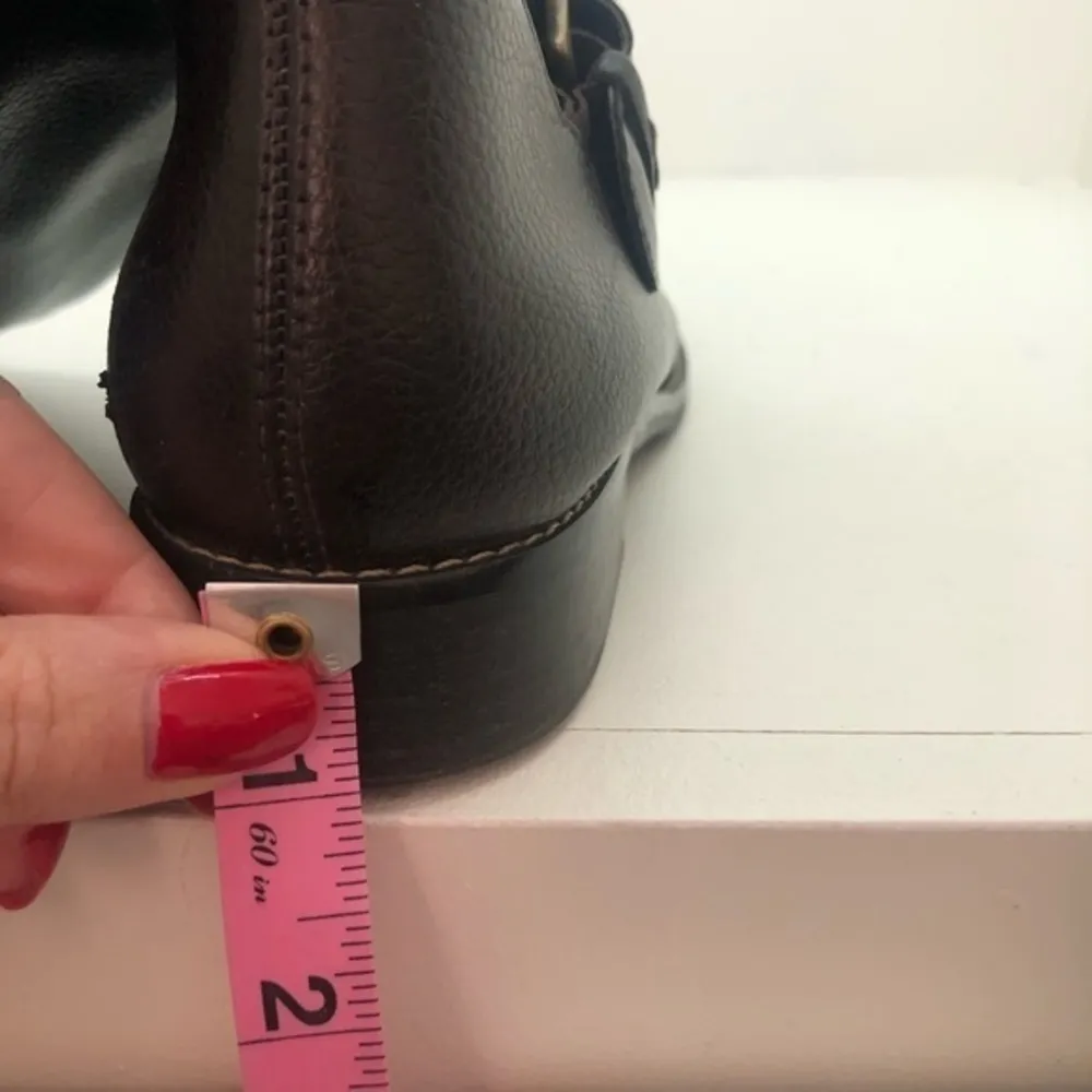 Franco Sarto brown knee high boots gold buckle - Image 5