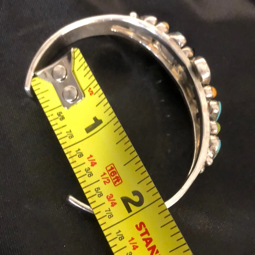 BARSE Turquoise Sterling Silver Multi Gemstone Southwestern Cuff Bracelet - Image 8