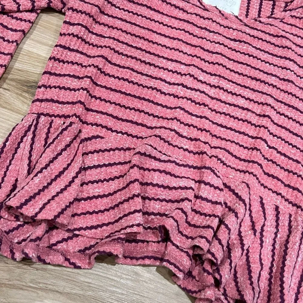 Free People We the Free Striped Ruffle Long Sleeve Shirt Women’s XS - Image 4