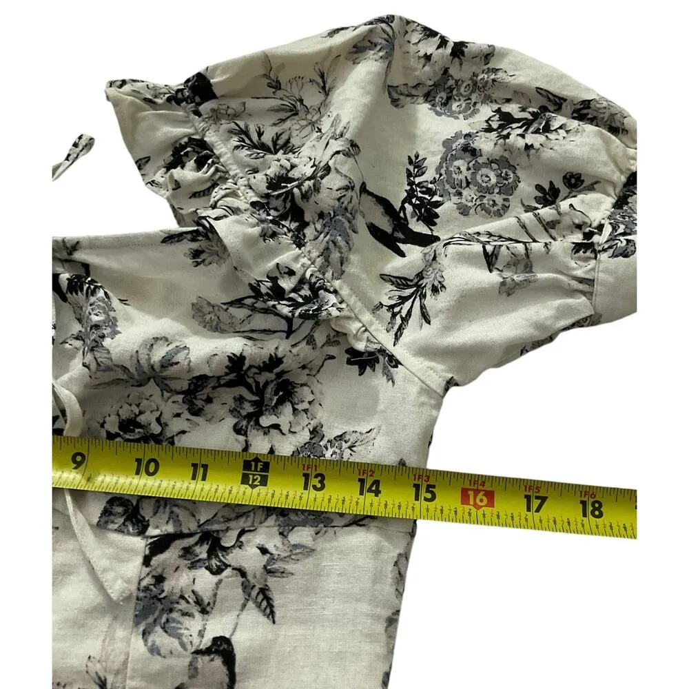 Who What Wear Ivory Floral Linen Shirt Women Top Size Small | 56-42 - Image 6