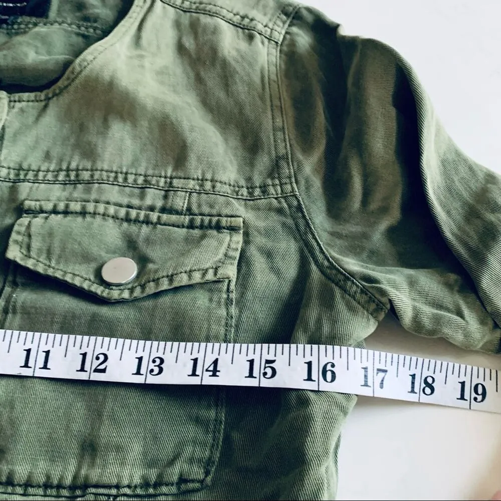 Anthropologie Sanctuary army green utility colorless linen  jacket size XS - Image 9