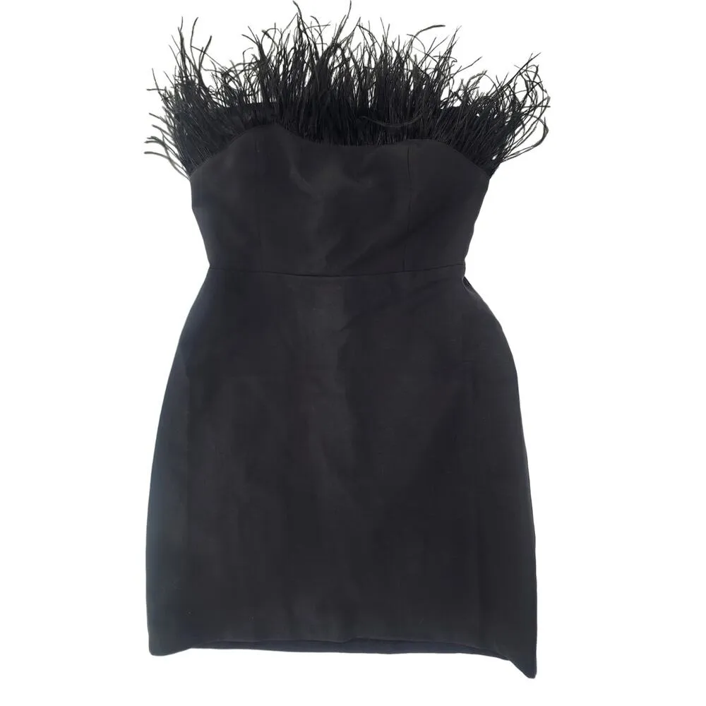 Sam Edelman Black Feather Top Strapless Mini Dress Women's Size 6 - Image 2