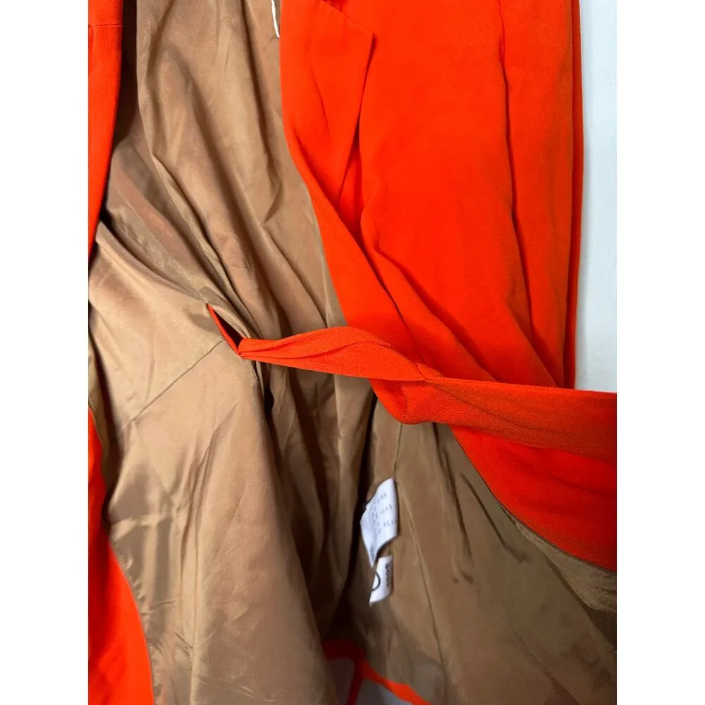 BOSS Burnt Orange Long Sleeve Tie Waist Oversized Blazer Jacket Size US 6 Red - Image 5