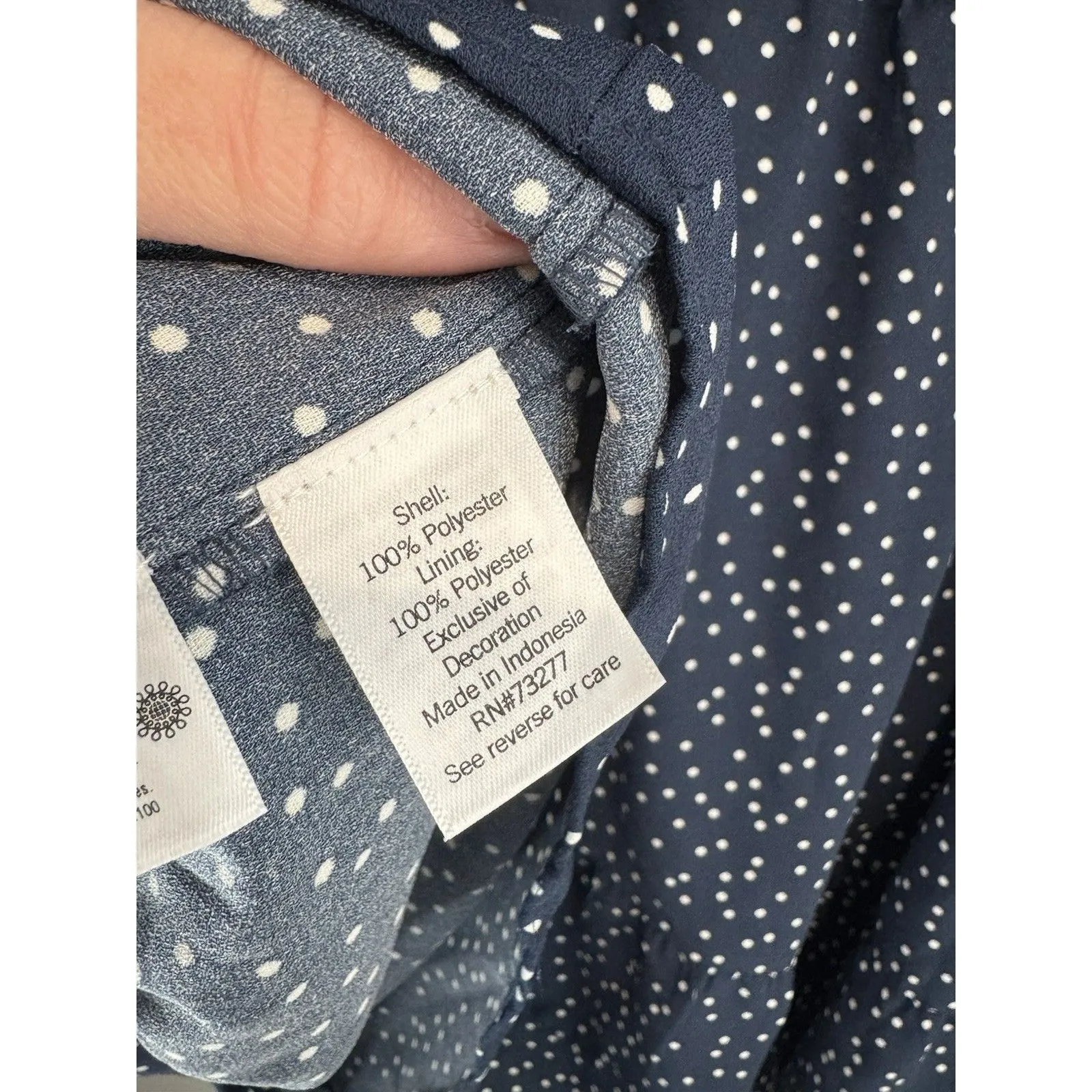 LC Lauren Conrad Dress Size L Blue Polkadot Tie Front V-Neck Short Sleeve NWT - Image 6