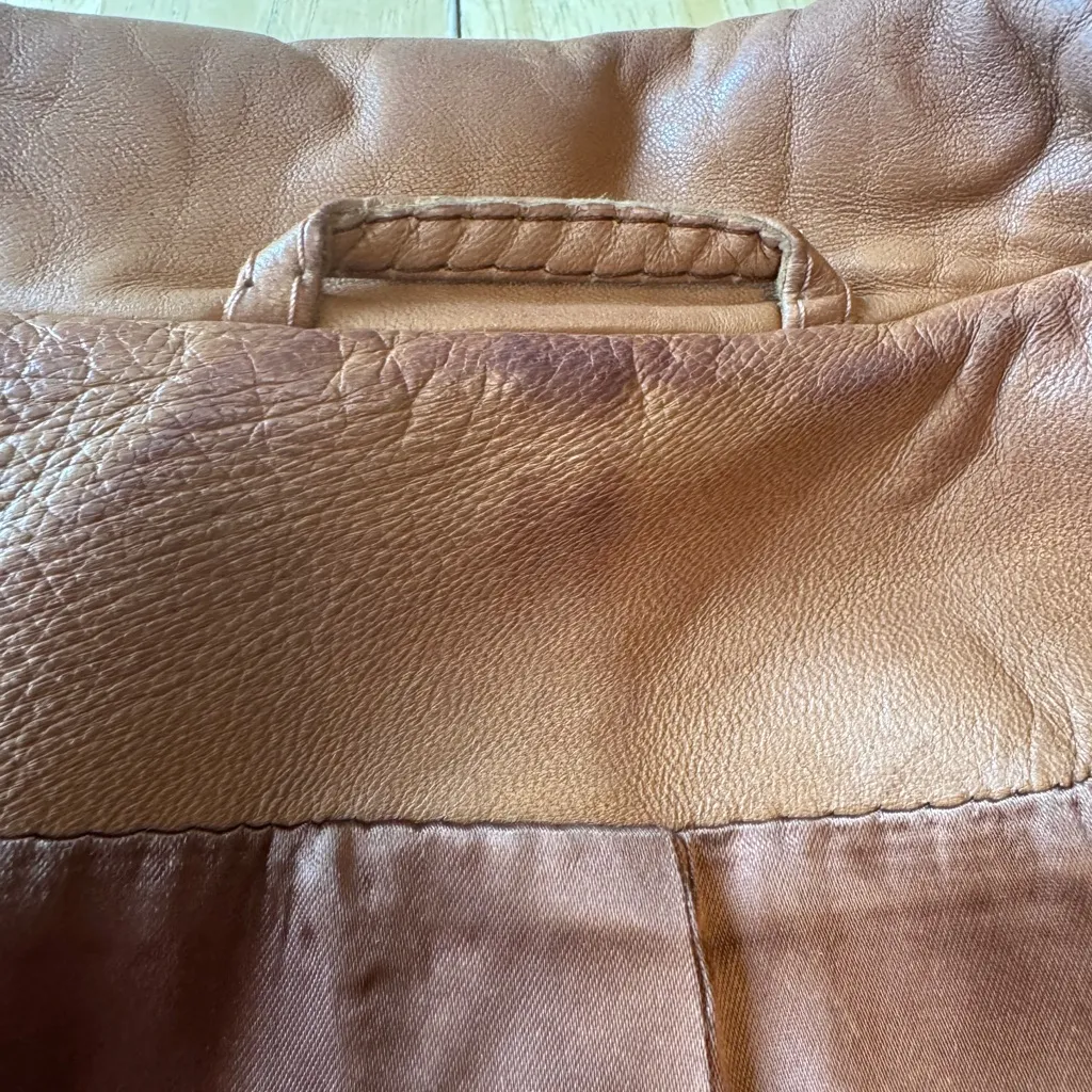 Skin Gear Vintage Buttery Soft Brown Leather Belted Moto Jacket Women’s M in EUC Tan Size M - Image 9