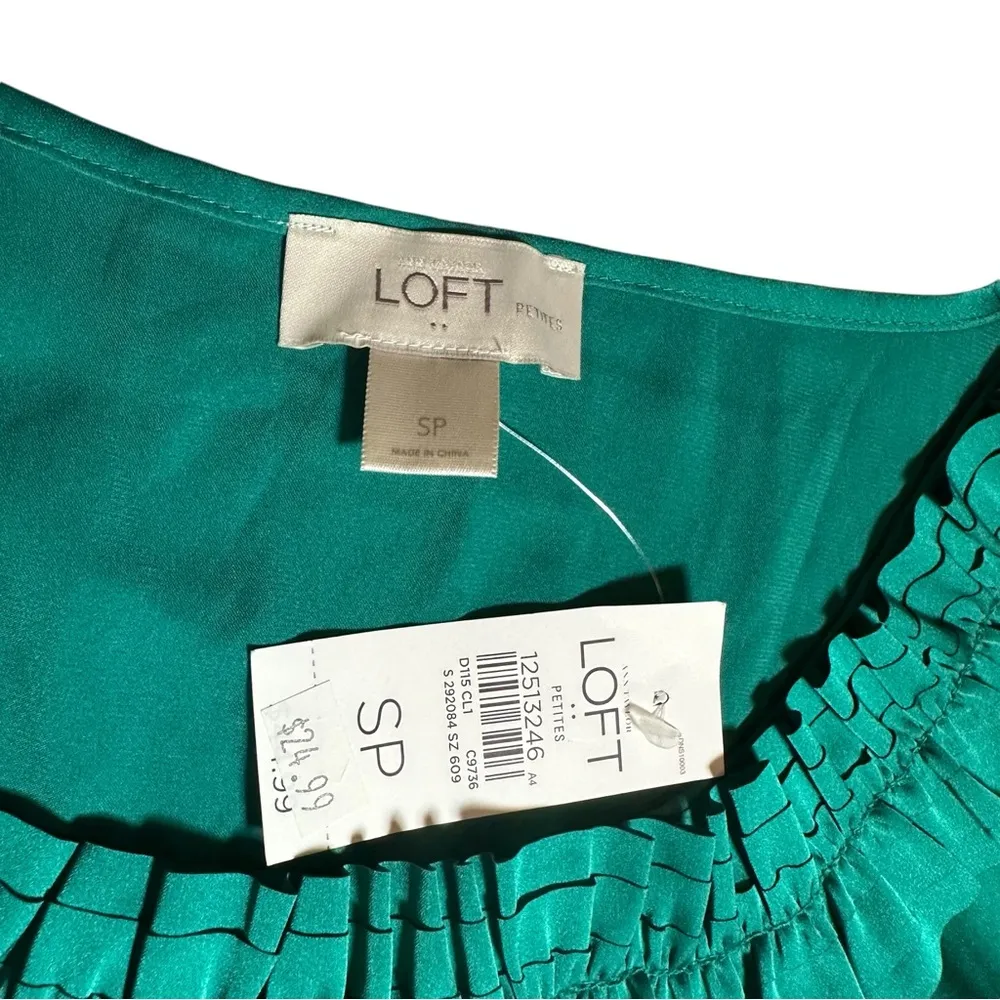 NEW Loft Emerald Jewel Tone Green Sleevless Silky Tank Top Small Small Petite - Image 5