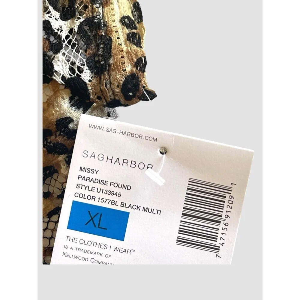 Sag Harbor Shirt Women's Size XL Leopard Embellished Neckline Short Sleeve NWT - Image 5