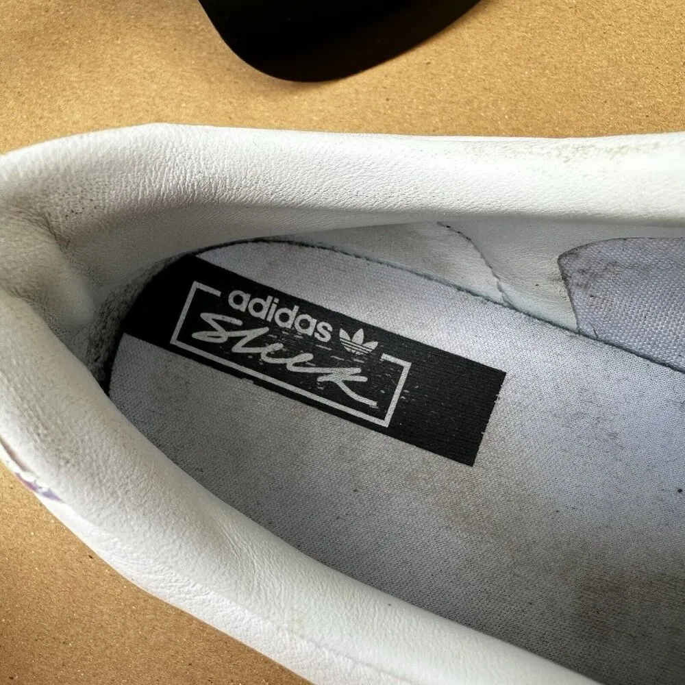 Adidas Sleek White Sneakers Shoes Iridescent Logo Size 7 EG2685 - Image 8