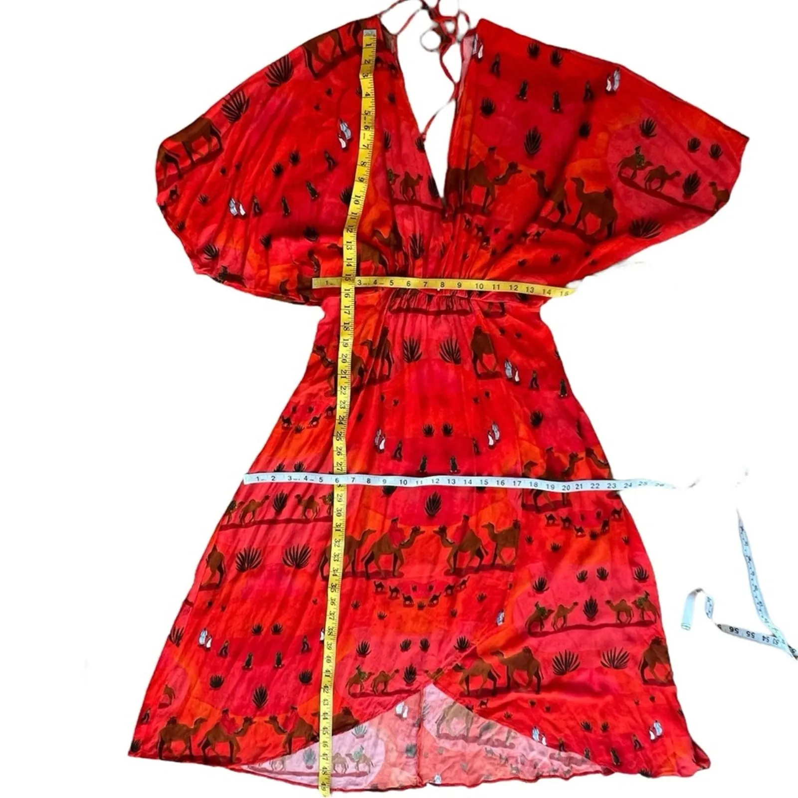 Anthropologie Dress Small Camel Desert RARE Isabelle Feliu Karakum Boho Animal - Image 9