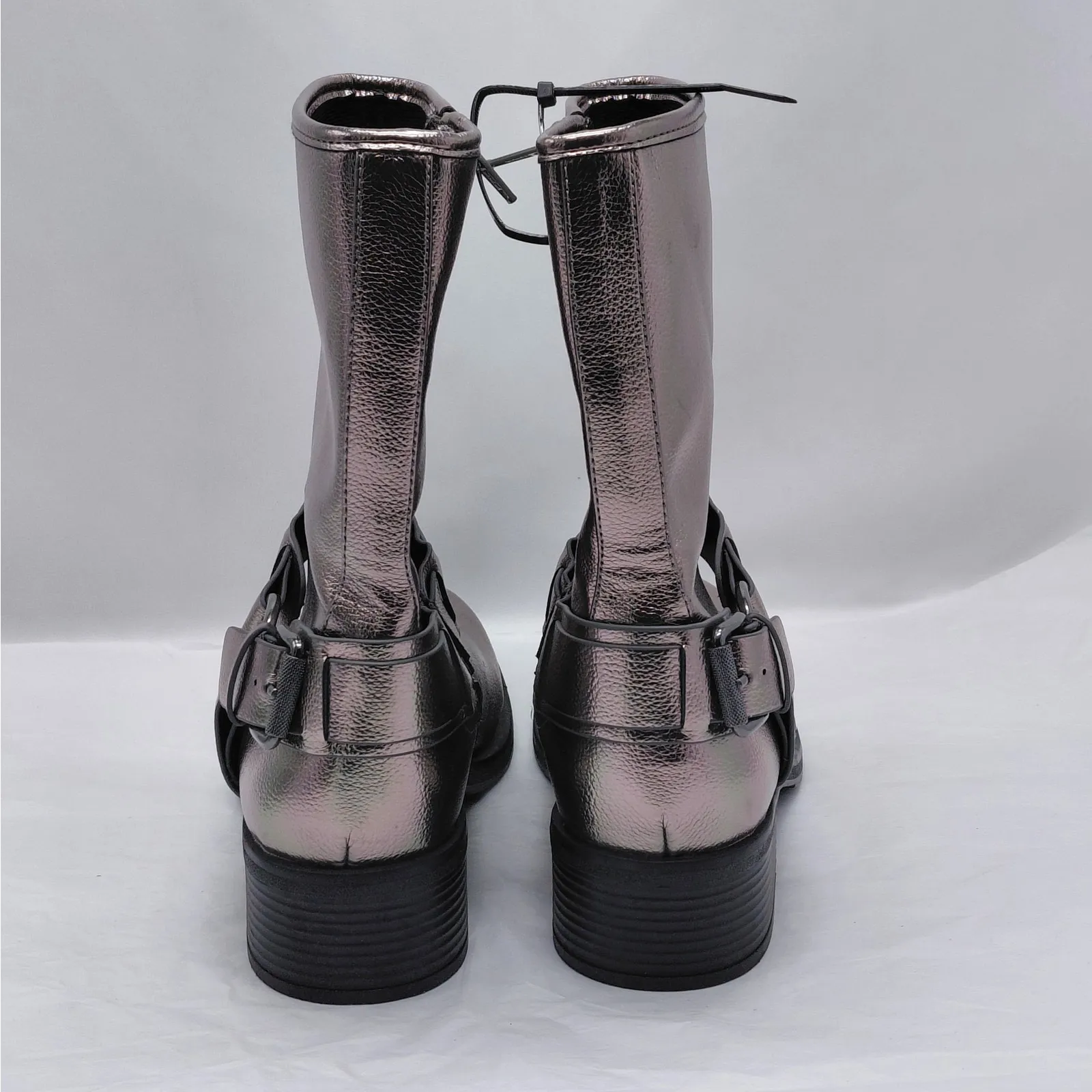 Dolce Vita Armonda Metallic Ankle Boots Women’s 6 Silver Buckle Moto Biker - Image 8